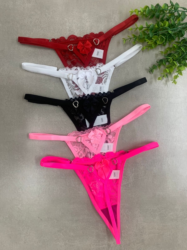 Calcinha De Renda Sensual BRUNA - 1/2 Cereja