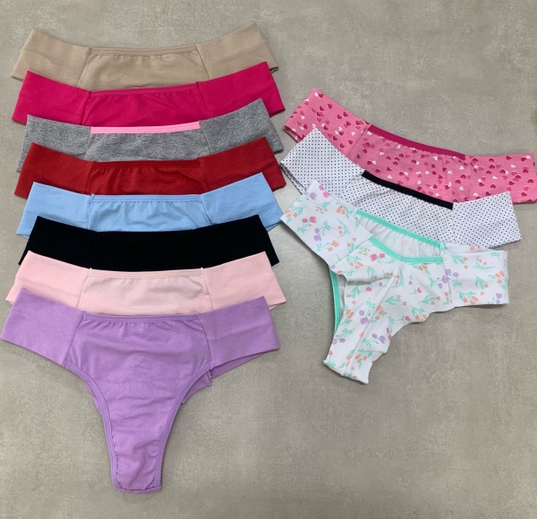 Calcinha Basica Fio Duplo De Cotton -1/2 Cereja